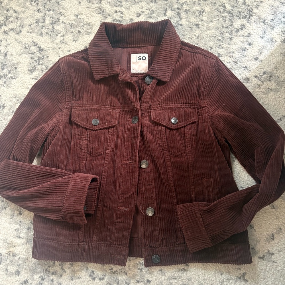 SO Women's Corduroy Trucker Jacket in Brown
